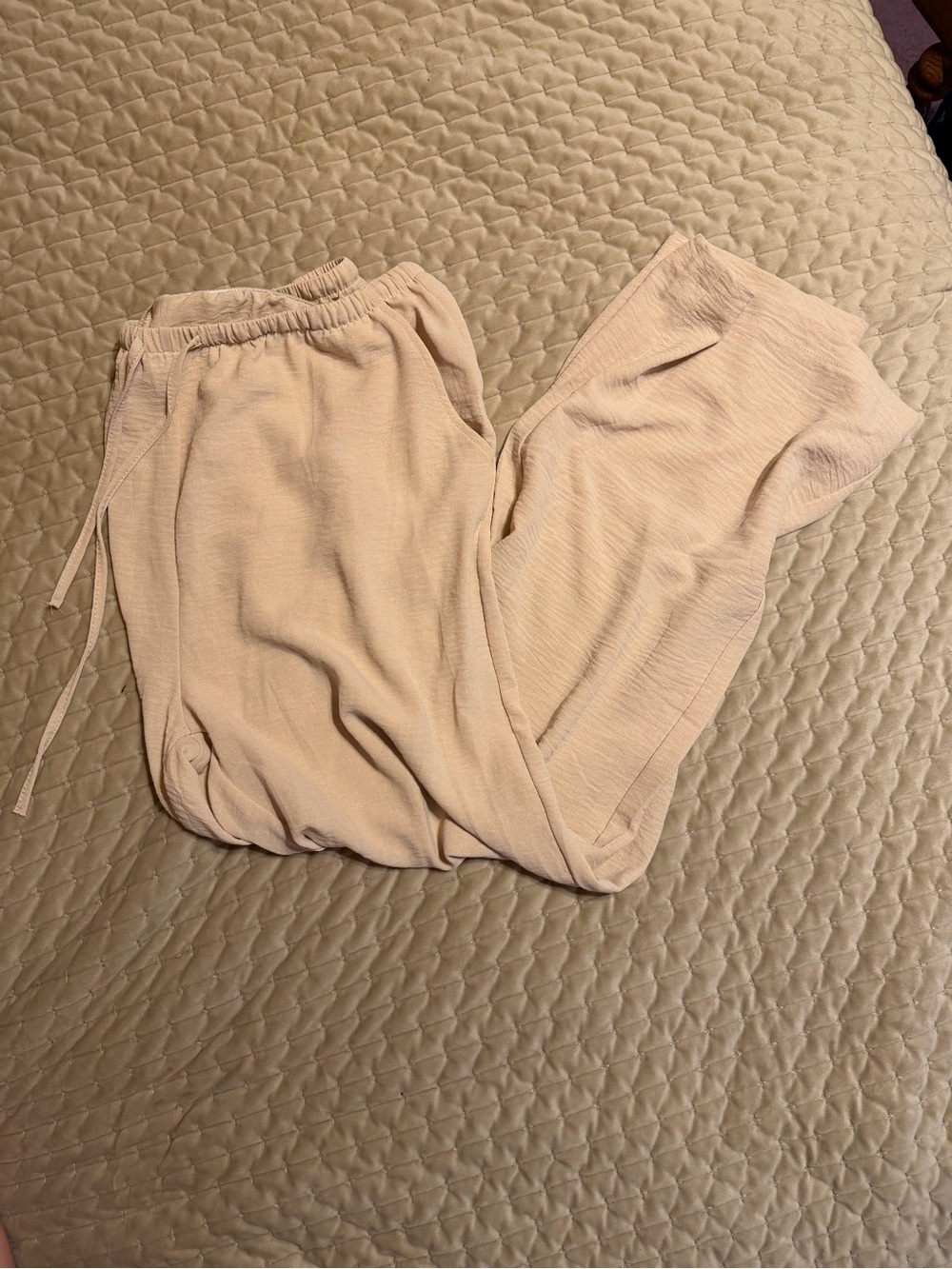 Beige Drawstring Lounge Pants